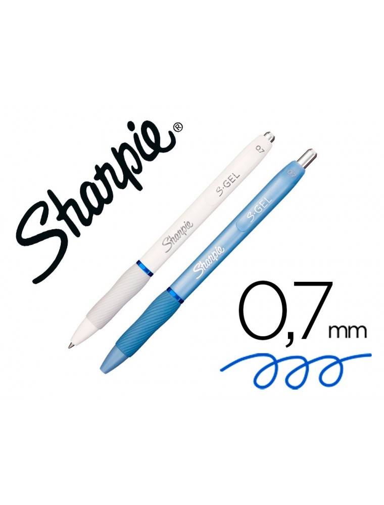 Boligrafo sharpie fashion retractil tinta gel azul 0,7 mm color azul hielo y blanco