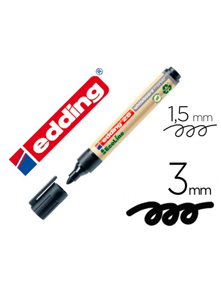 Rotulador edding 28 para pizarra blanca ecoline 90 reciclado color negro punta redonda 1,5-3 mm recargable