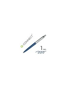 Boligrafo q-connect premium metalico retractil con clip color azul punta 1 mm