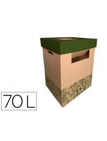 Contenedor papelera reciclaje liderpapel ecouse carton 100 reciclado y reciclable 70 litros 450x350x650 mm