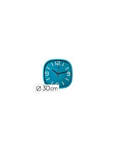 Reloj q-connect de pared de plastico redondo 30 cm movimiento silencioso color azul