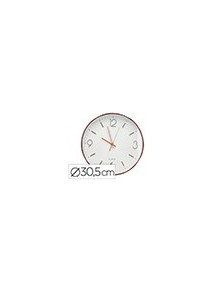 Reloj q-connect de pared metalico redondo 30,5 cm movimiento silencioso color rosa dorado