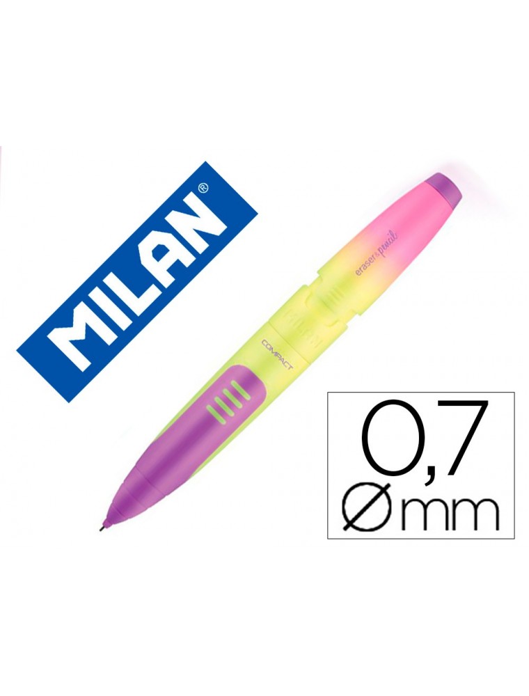 Portaminas milan compact sunset 0,7 mm con goma de borrar colores surtidos