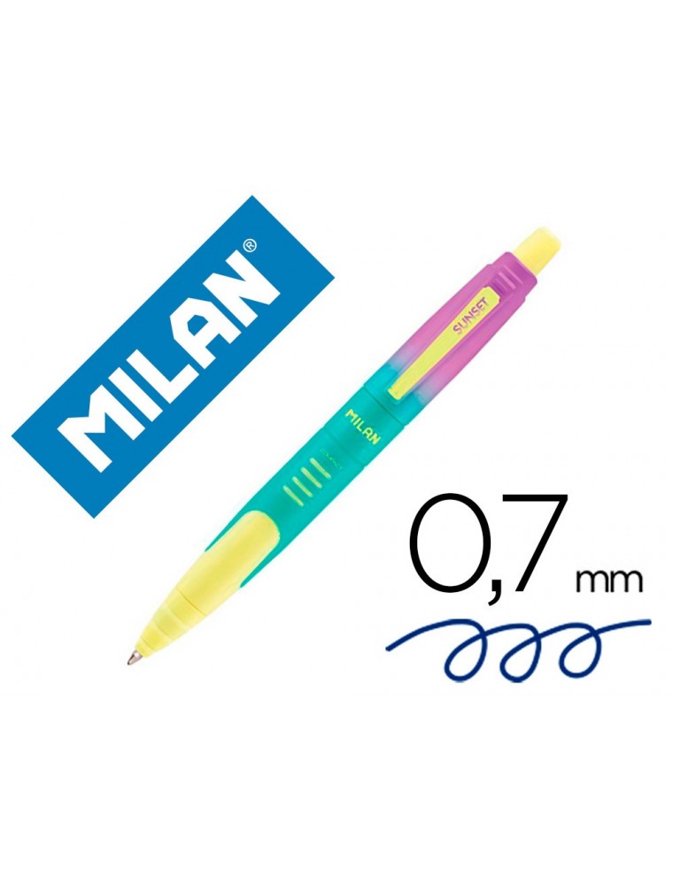 Boligrafo milan compact sunset retractil tinta azul punta 1 mm colores surtidos