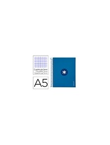 Cuaderno espiral liderpapel a5 micro antartik tapa forrada120h 100 gr cuadro 5mm 5 banda6 taladros color azul oscuro