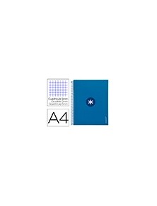 Cuaderno espiral liderpapel a4 micro antartik tapa forrada120h 100 gr cuadro 5mm 5 banda4 taladros color azul marino