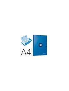 Carpeta liderpapel antartik gomas a4 3 solapas carton forrado azul oscuro