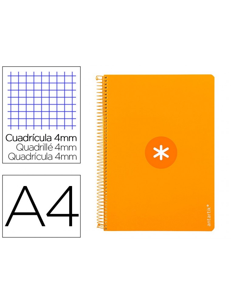 Cuaderno espiral liderpapel a4 antartik tapa dura 80h 90gr cuadro 4mm con margen color mostaza