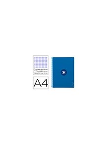 Cuaderno espiral liderpapel a4 antartik tapa dura 80h 90gr cuadro 4mm con margen color azul oscuro