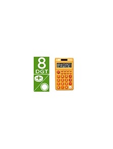 Calculadora liderpapel bolsillo xf10 8 digitos solar y pilas color naranja 115x65x8 mm