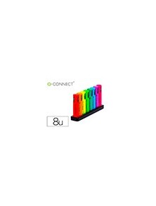 Rotulador q-connect fluorescente neon punta biselada estuche de sobremesa 8 colores surtidos