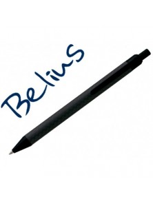 Boligrafo belius potsdam negro cuerpo fibra carbon tinta gel azul en estuche