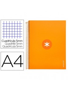 Cuaderno espiral liderpapel a4 micro antartik tapa forrada120h 100 gr cuadro 5mm 5 banda4 taladros color mostaza