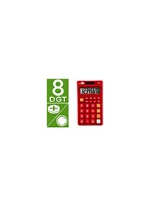 Calculadora liderpapel bolsillo xf11 8 digitos solar y pilas color rojo 115x65x8 mm