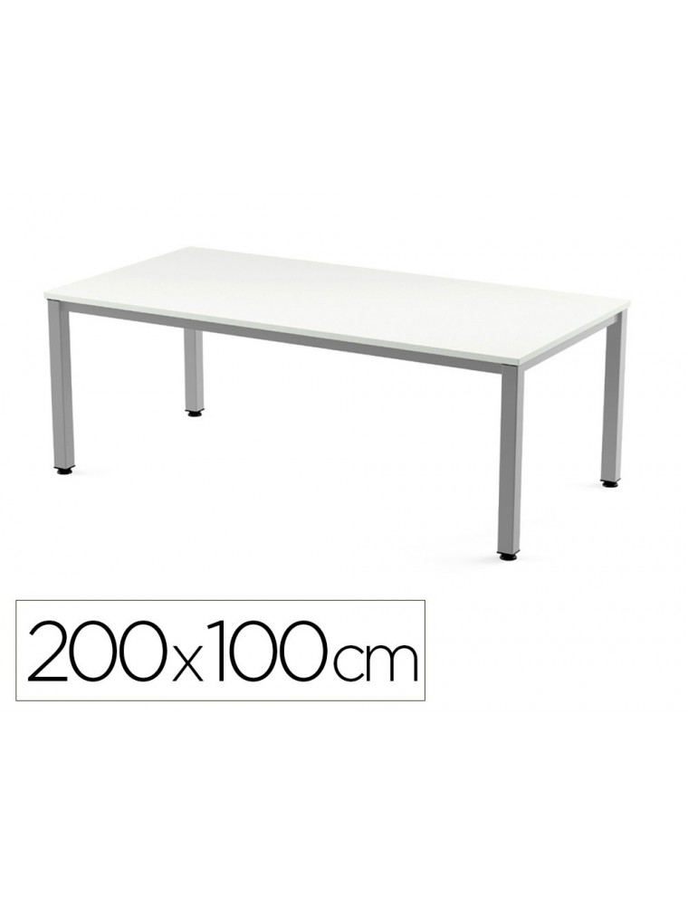 Mesa de oficina rocada executive 2005ad04 aluminioblanco 200x100 cm