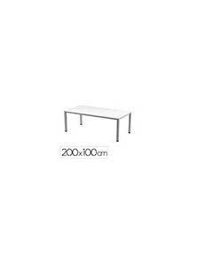 Mesa de oficina rocada executive 2005ad04 aluminioblanco 200x100 cm