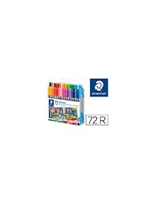 Rotulador staedtler doble punta de fibra 3200 estuche de 72 unidades colores surtidos