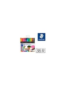 Rotulador staedtler permanente doble punta 3187 estuche de 36 unidades colores surtidos