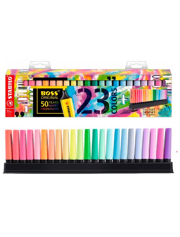 Rotulador stabilo boss fluorescente 70 deskset estuche de 23 unidades colores surtidos