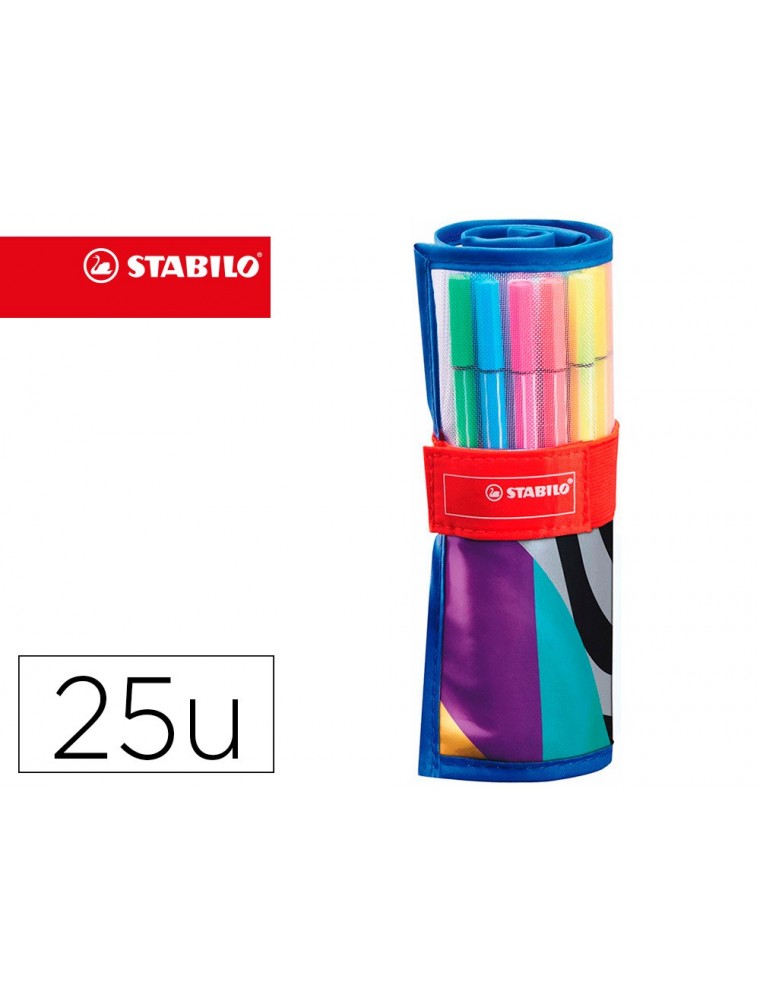 Rotulador stabilo punta de fibra pen 68 arty estuche rollerset de 25 unidades colores surtidos