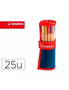 Rotulador stabilo punta de fibra point 88 art estuche rollerset de 25 unidades colores surtidos