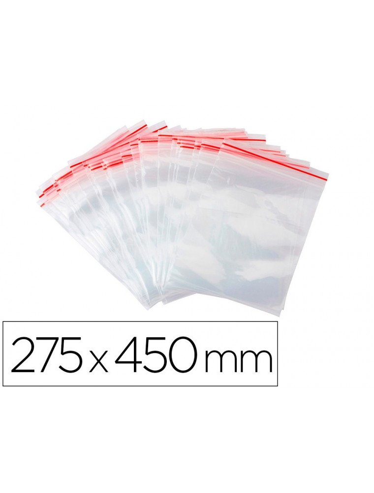 Bolsa plastico autocierre q-connect 275x450 mm paquete de 100 unidades