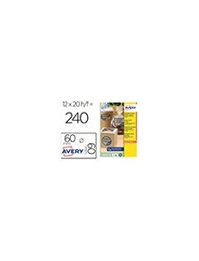 Etiqueta adhesiva avery kraft efecto carton redonda 60 mm removible para laser ink-jet