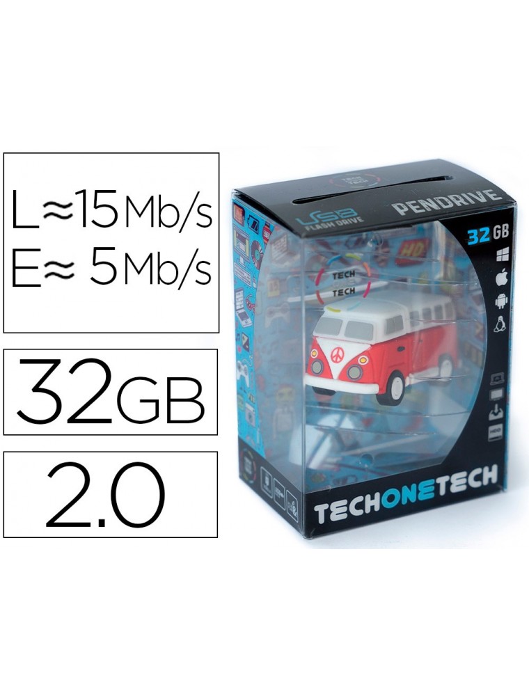 Memoria usb tech on tech hippy van bang camper 32 gb