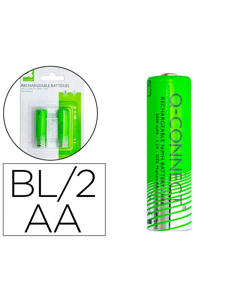 Pila q-connect alcalina aa recargable blister de 2 unidades