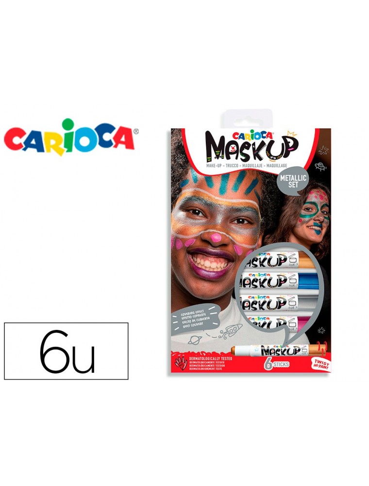 Barra de maquillaje carioca mask up metallic caja de 6 colores surtidos