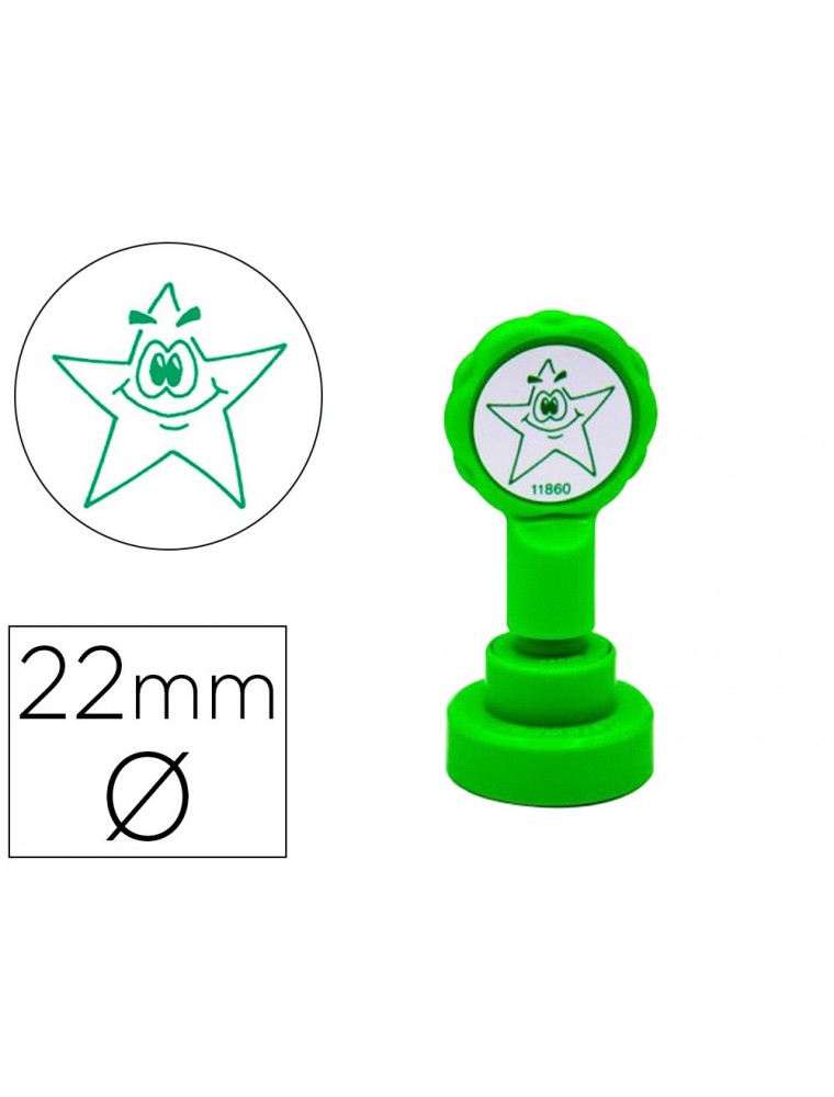 Sello artline emoticono estrella color verde 22 mm diametro