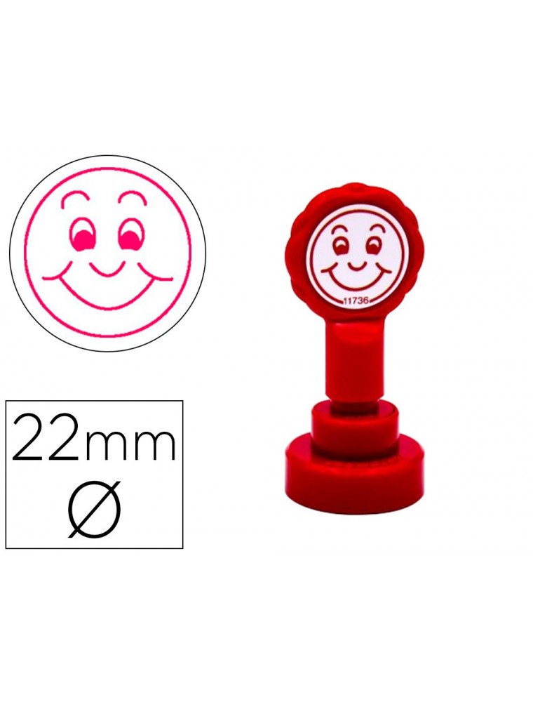 Sello artline emoticono sonrisa color rojo 22 mm diametro