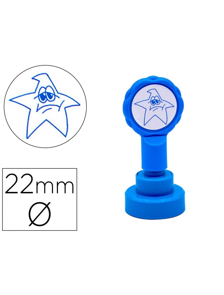 Sello artline emoticono estrella triste color azul 22 mm diametro