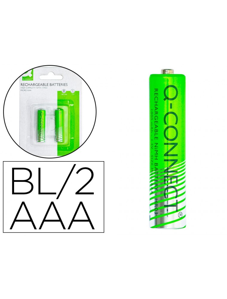 Pila q-connect alcalina aaa recargable blister de 2 unidades