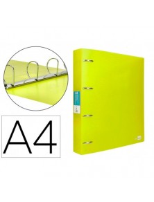 Carpeta liderpapel 4 anillas mixtas 40 mm polipropileno din a4 amarillo fluor opaco