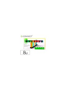 Rotulador q-connect fluorescente pastel punta biselada estuche de sobremesa 8 colores surtidos