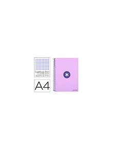 Cuaderno espiral liderpapel a4 antartik tapa dura 80h 90gr cuadro 4mm con margen color lavanda