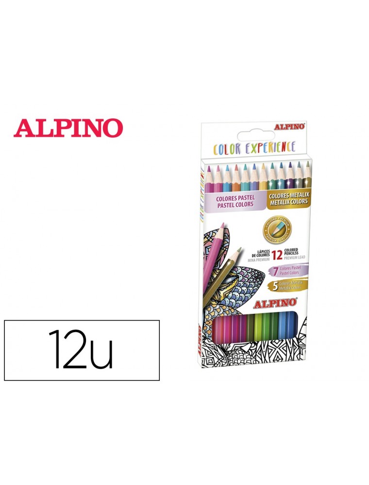 Lapices de colores alpino experience mina premium 3,3 mm special colors caja de 12 colores surtidos