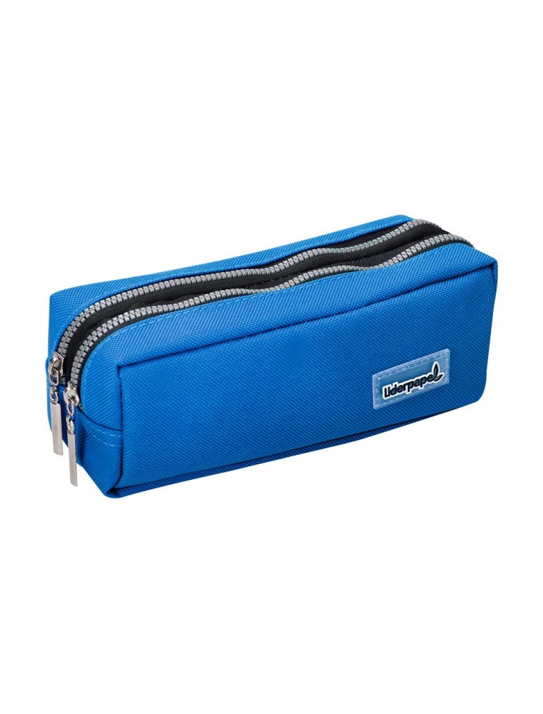 Bolso escolar liderpapel portatodo rectangular 2 bolsillos azul 185x55x70 mm