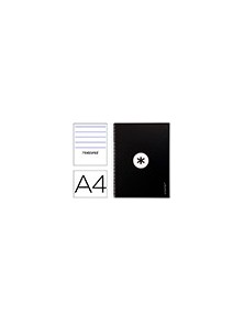 Cuaderno espiral liderpapel a4 micro antartik tapa forrada80h 90 gr horizontal 1 banda 4 taladros color negro