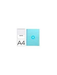 Cuaderno espiral liderpapel a4 micro antartik tapa forrada80h 90 gr horizontal 1 banda 4 taladros color celeste