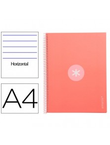 Cuaderno espiral liderpapel a4 micro antartik tapa forrada80h 90 gr horizontal 1 banda 4 taladros color rosa claro