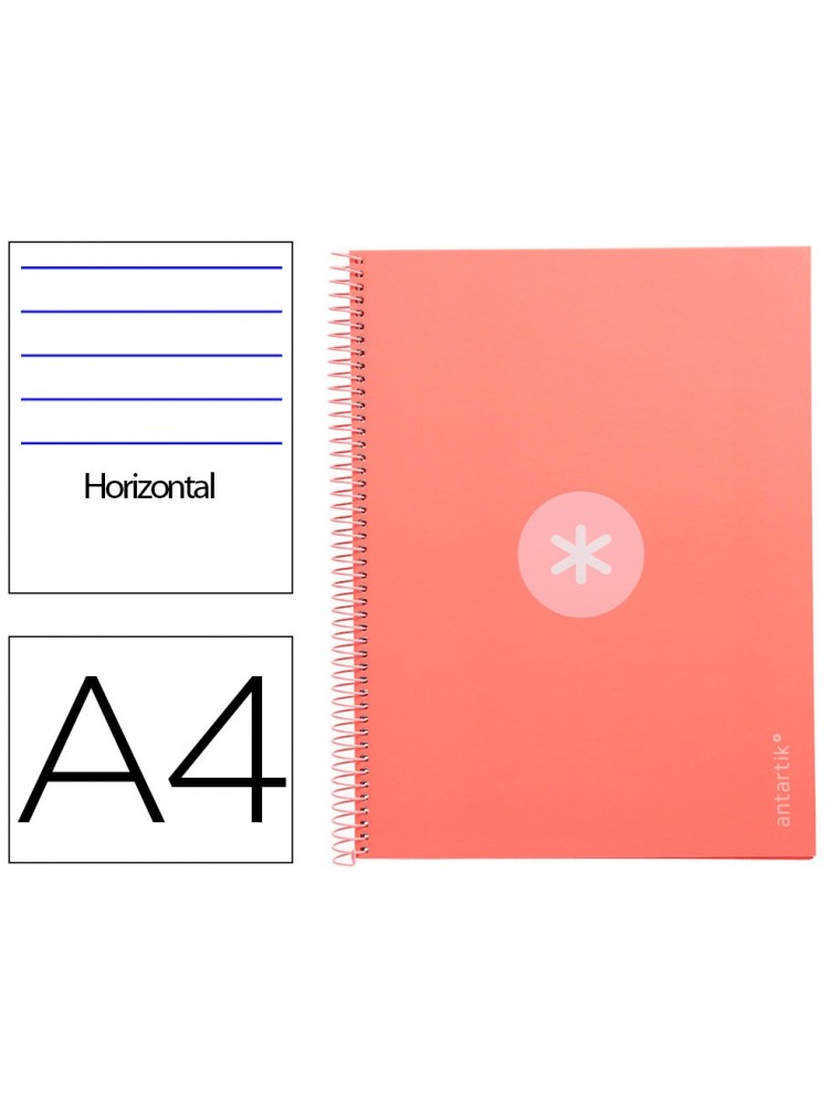 Cuaderno espiral liderpapel a4 micro antartik tapa forrada80h 90 gr horizontal 1 banda 4 taladros color rosa claro