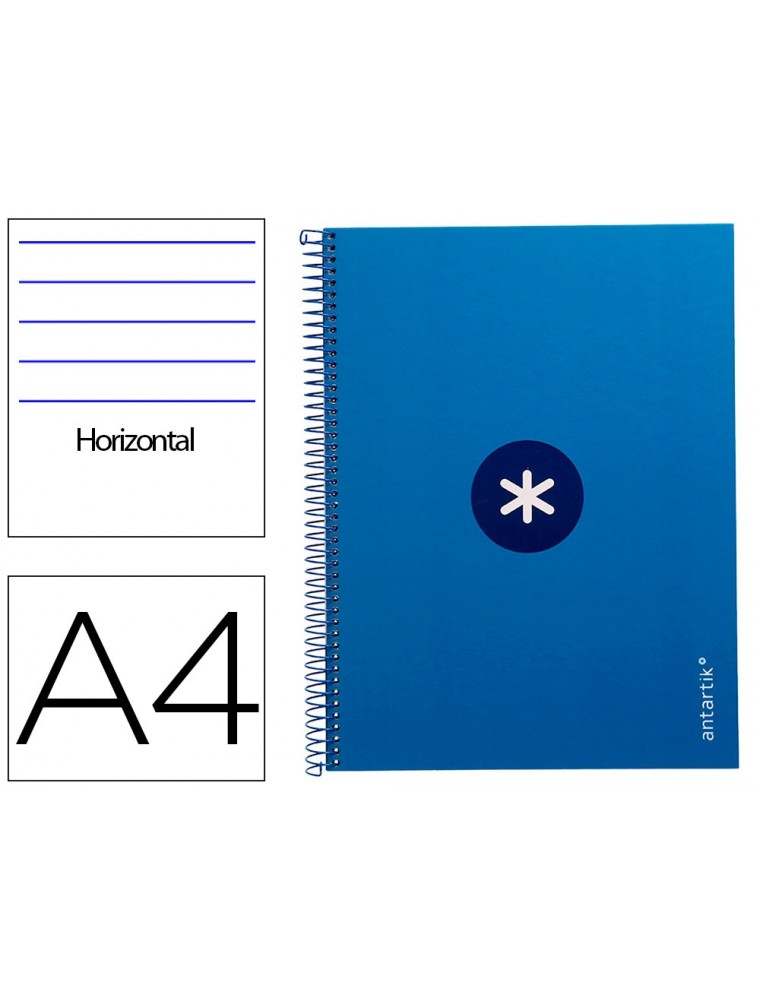 Cuaderno espiral liderpapel a4 micro antartik tapa forrada80h 90 gr horizontal 1 banda 4 taladros color azul oscuro