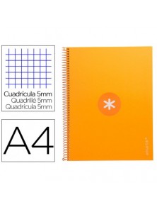 Cuaderno espiral liderpapel a4 micro antartik tapa forrada 80h 90 gr cuadro 5mm 1 banda 4 taladros mostaza