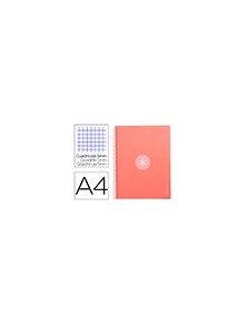 Cuaderno espiral liderpapel a4 micro antartik tapa forrada 80h 90 gr cuadro 5mm 1 banda 4 taladros rosa claro