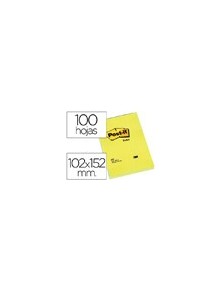 Bloc de notas adhesivas quita y pon post-it 102x152 mm con 100 hojas 659