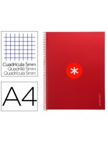 Cuaderno espiral liderpapel a4 micro antartik tapa forrada 80h 90 gr cuadro 5mm 1 banda 4 taladros frambuesa