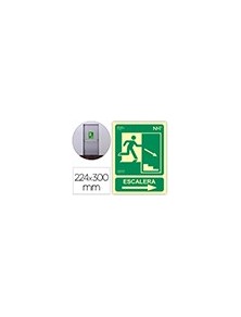 Pictograma archivo 2000 salida emergencia escalera baja derecha pvc verde luminiscente 224x300 mm