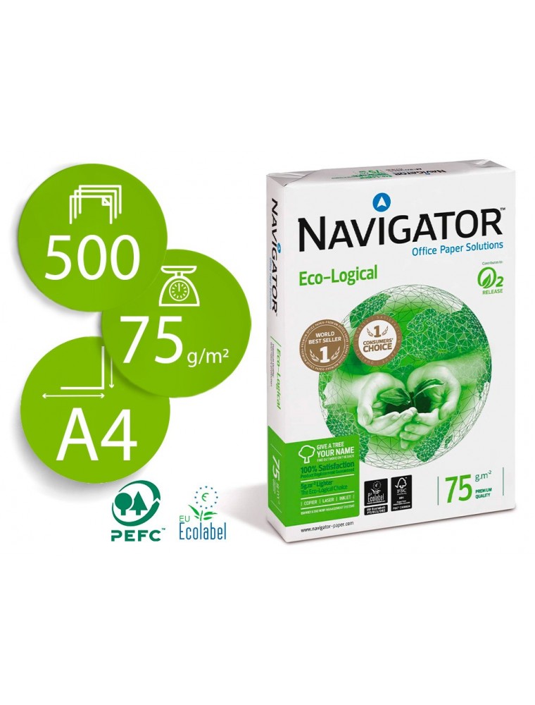 Papel fotocopiadora navigator eco logical din a4 75 gramos paquete de 500 hojas